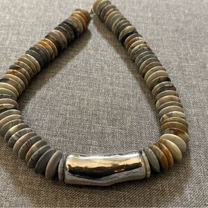 Silver and Blue/Gray Beaded Necklace